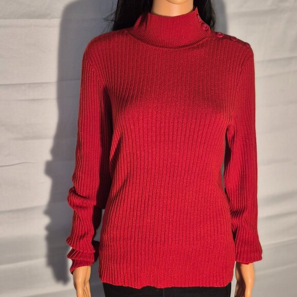 WORTHINGTON Very Pretty Channeled Turtleneck sweater, Red in size Medium - Picture 2 of 16